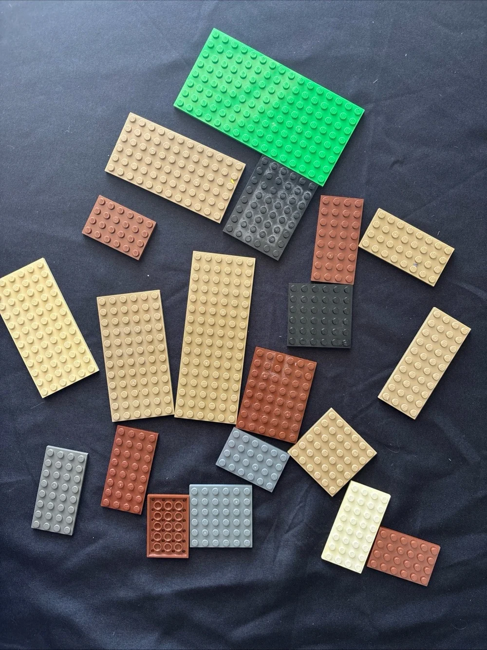LEGO Plates Bulk Lot 19pc Assorted Sizes Tan Brown Gray Green White